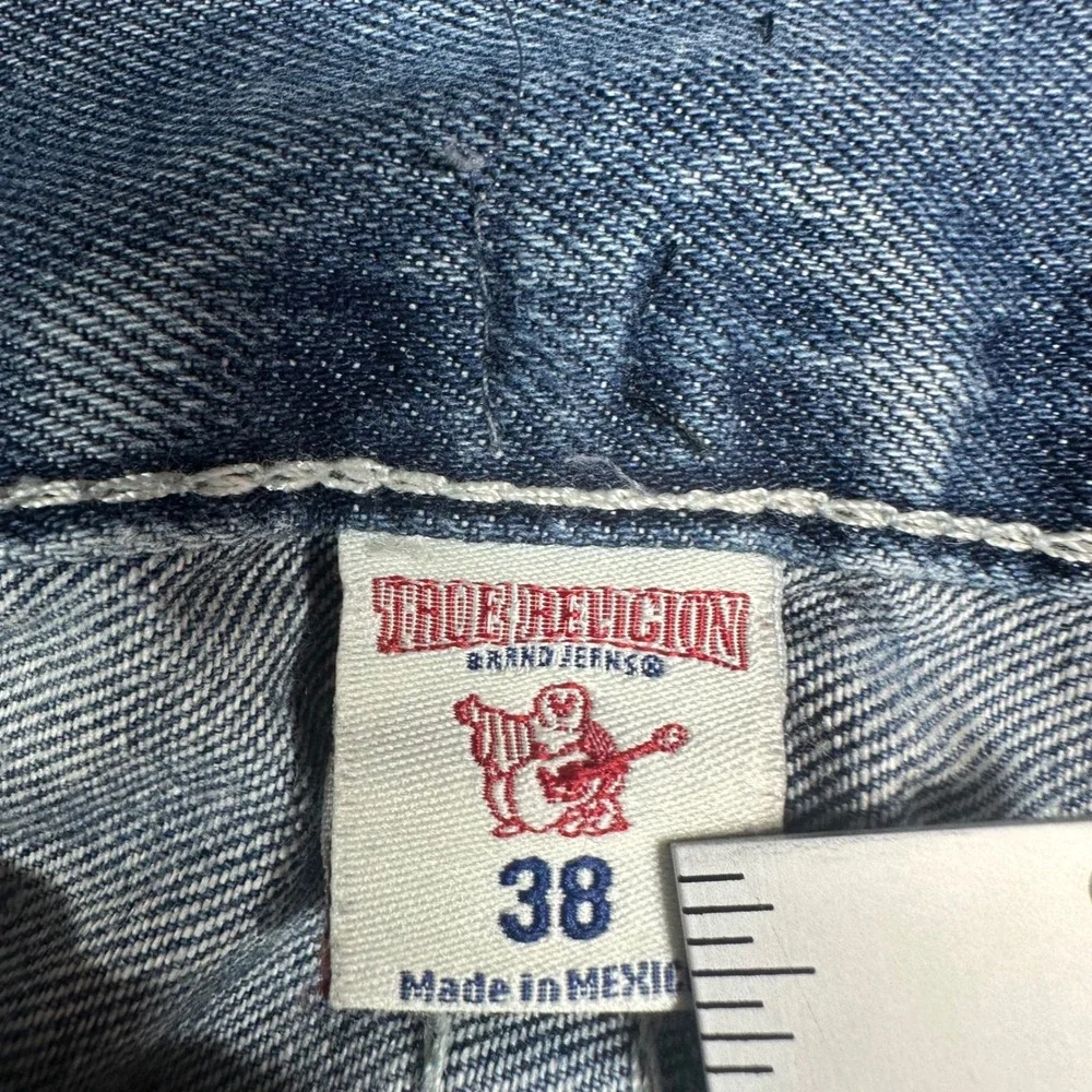 True Religion Straight Leg Jeans Mens 38 Blue  Medium Wash Y2K Denim